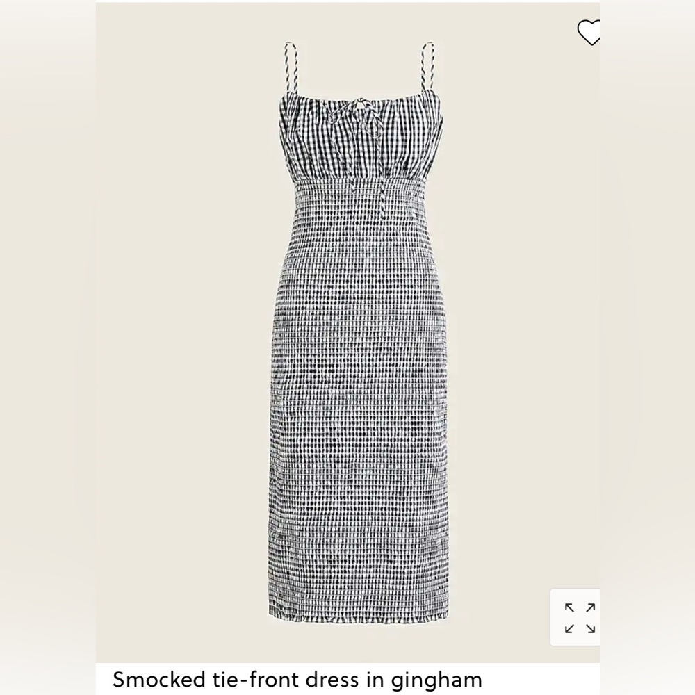 J.Crew smocked gingham midi dress